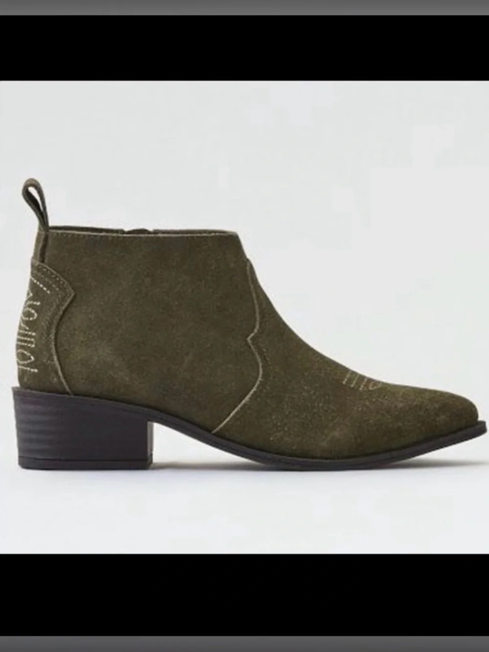 American Eagle Women’s Western Cowboy Leather Olive Green Bootie Size 6.5 NEW